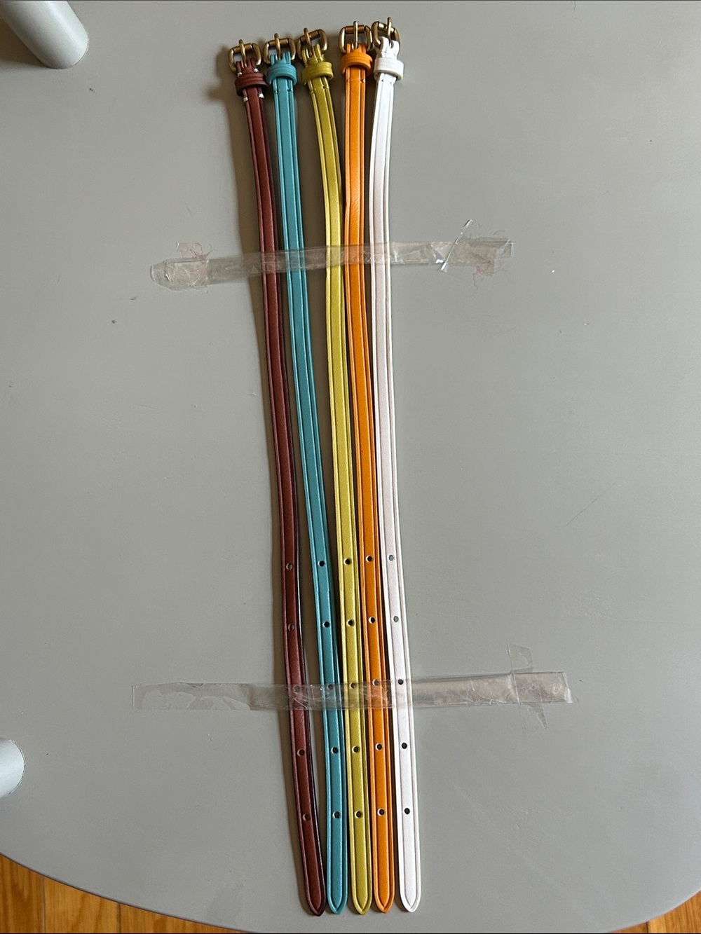 Colorful Slim Real Leather Straps-Set of Five(Brown, Teal, Green, Orange, White)
